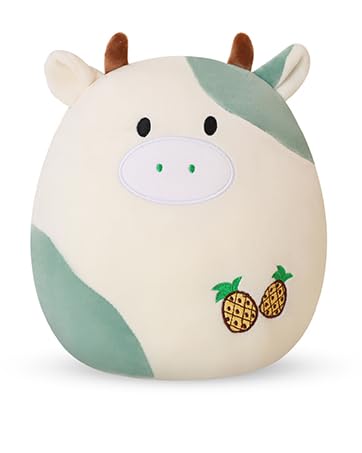SQEQE Cow Plush Toy Cute Cow Stuffed Animals Soft Pillow Plushies Kawaii Cow Plushie