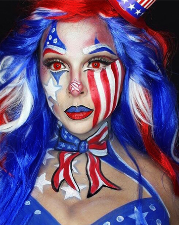 red white blue face body paint
