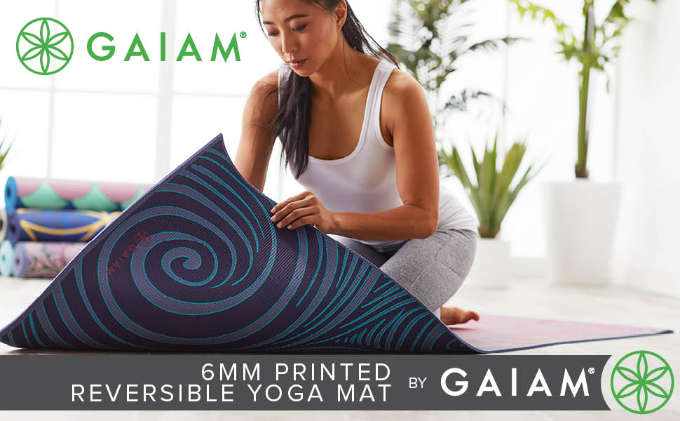 Gaiam Yoga Mat - 6mm Premium Print Reversible