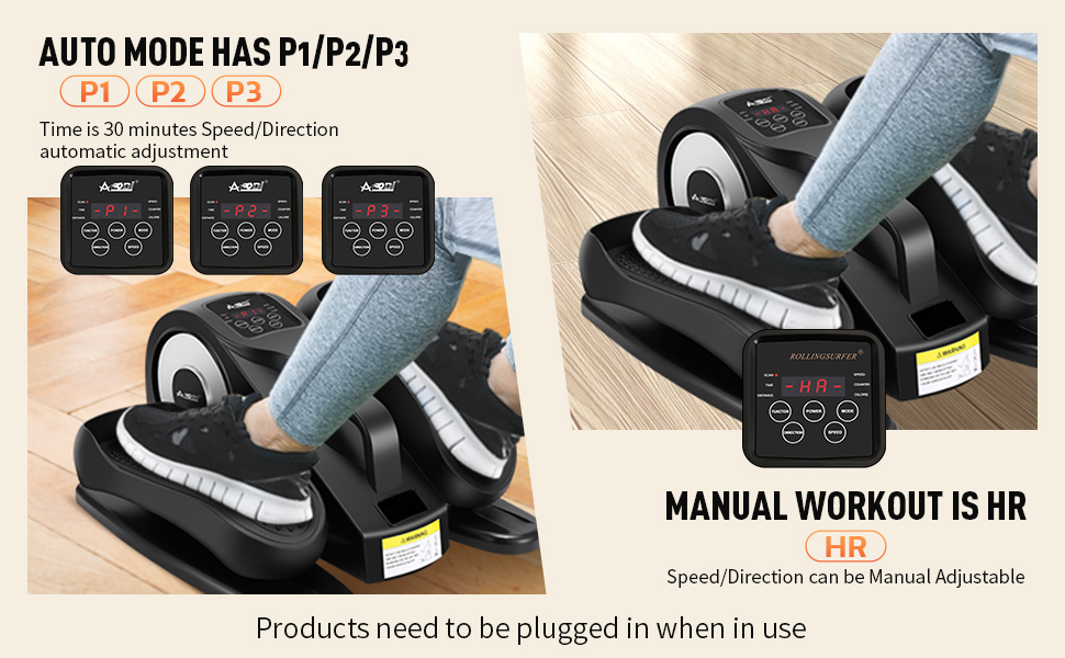 mini compact elliptical machine with remote control and display monitor