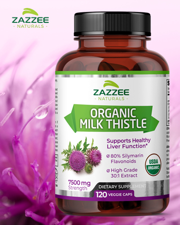 zazzee naturals Organic Milk Thistle liver silymarin flavonoids extract strength vegan all natural
