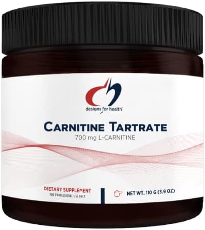 Designs for Health Carnitine Tartrate Powder - 700mg L-Carnitine Tartrate Supplement - Pleasant, Tart-Tasting Powdered Carnitine Drink Mix - Non-GMO + Vegetarian (100 Servings / 100g)