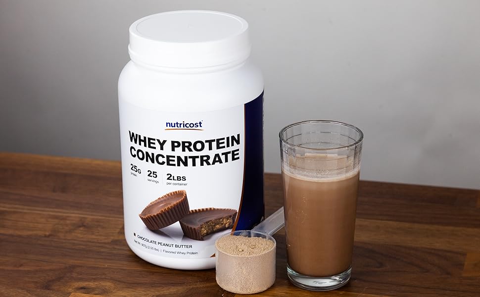Nutricost Whey Protein Concentrate Chocolate Peanut Butter  2 Lbs 25 Servings 25 Grams of Protein