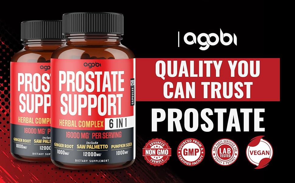 6in1 Prostate Support 16000Mg for Restful Mood, UTI & Immune System Support 2 Months