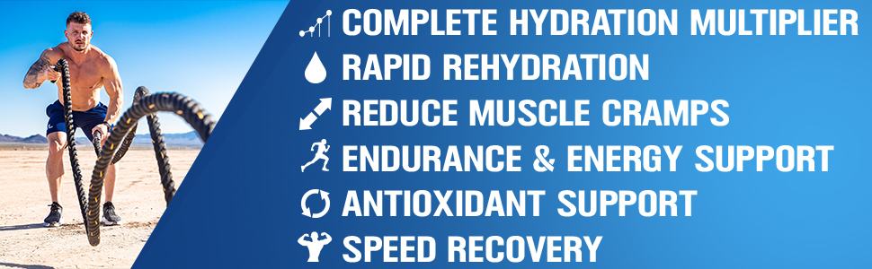 complete hydration multiplier rapid rehydration reduce muscle cramps endurance energy antioxidant