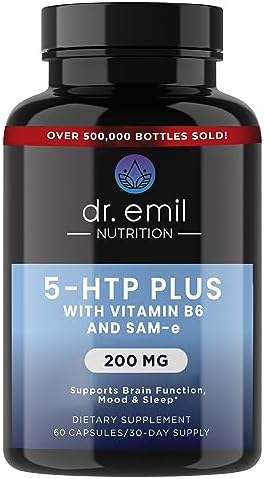 DR EMIL NUTRITION 200 MG 5-HTP Plus with SAM-e to Maintain Normal Healthy Sleep and Create a Sense of Wellbeing - 5HTP Supplement with Vitamin B6-60 Vegan Capsules, 30 Servings