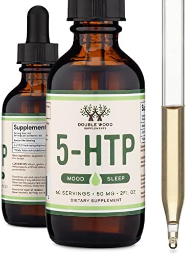 5HTP Liquid Drops - More Absorbable and Effective Than 5 HTP Capsules (60 Servings of 50mg 99%+ 5-HTP) Serotonin Supplement for Mood, Sleep, and Relaxation (Manufactured in The USA) by Double Wood
