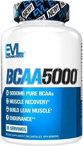 BCAAs Amino Acids Supplement for Men - EVL 2:1:1 5g BCAA Capsules for Post Workout Recovery and Lean Muscle Builder for Men - BCAA5000 Branched Chain Amino Acids Nutritional Supplement - 30 Servings
