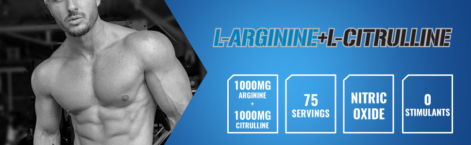 1000MG Arginine 1000MG L Citrulline 75 Servings Nitric Oxide 0 Stimulants