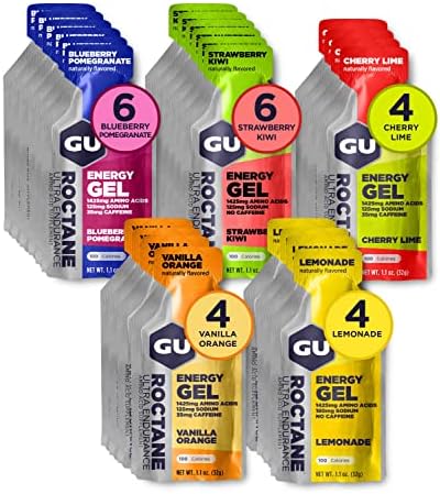 GU Energy Roctane Ultra Endurance Energy Gel, Quick On-The-Go Sports Nutrition for Running and Cycling, Assorted Flavors (24 Packets)