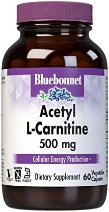 BlueBonnet Acetyl L-Carnitine 500 mg Vitamin Capsules, 60 Count