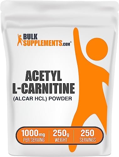 BULKSUPPLEMENTS.COM Acetyl L-Carnitine Powder - ALCAR HCl, Carnitine Supplement, Acetyl L-Carnitine 1000mg - ALCAR Powder, Unflavored & Gluten Free, 1000mg per Serving, 250g (8.8 oz)