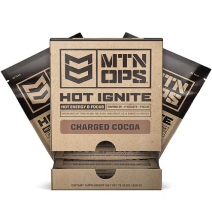 MTN OPS Hot Ignite Supercharged Energy Drink Mix Focus Enhancer, Charged Cocoa - 20 Trail Packs