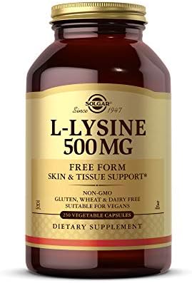 Solgar L-Lysine 500 mg, 250 Vegetable Capsules - Enhanced Absorption & Assimilation - Promotes Integrity of Skin & Lips - Collagen Support - Amino Acids - Non-GMO, Vegan, Gluten Free - 250 Servings
