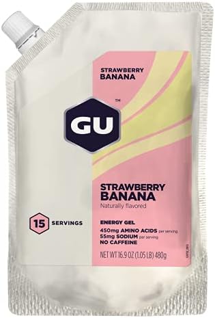 GU Energy Original Sports Nutrition Energy Gel, 15-Serving Pouch, Strawberry Banana
